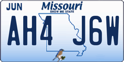 MO license plate AH4J6W