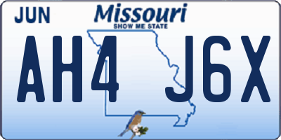 MO license plate AH4J6X