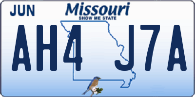 MO license plate AH4J7A