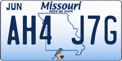 MO license plate AH4J7G