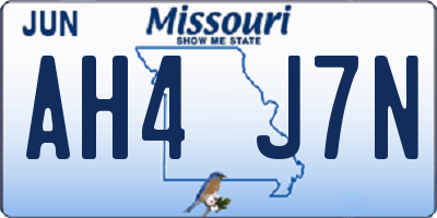 MO license plate AH4J7N