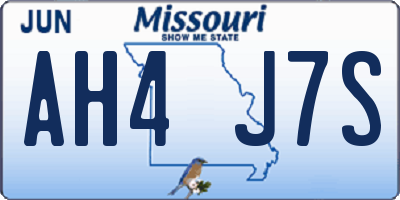 MO license plate AH4J7S