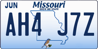 MO license plate AH4J7Z