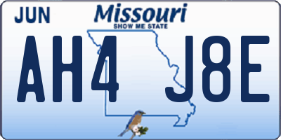 MO license plate AH4J8E