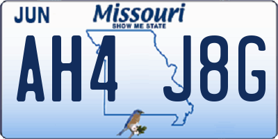 MO license plate AH4J8G