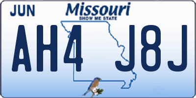 MO license plate AH4J8J