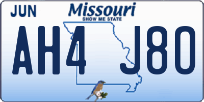 MO license plate AH4J8O