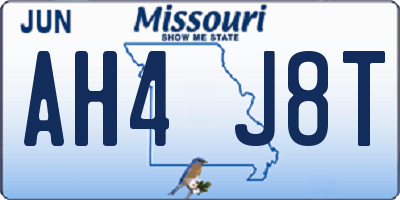 MO license plate AH4J8T