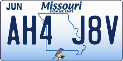 MO license plate AH4J8V