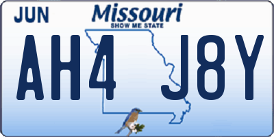 MO license plate AH4J8Y
