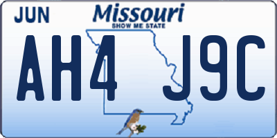 MO license plate AH4J9C