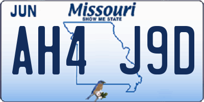MO license plate AH4J9D