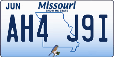 MO license plate AH4J9I