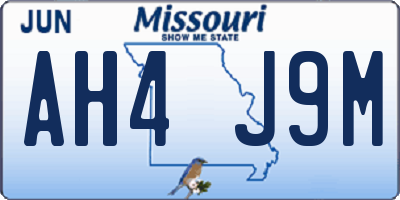 MO license plate AH4J9M