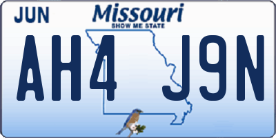 MO license plate AH4J9N