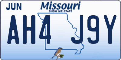 MO license plate AH4J9Y