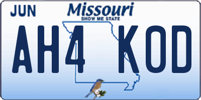 MO license plate AH4K0D