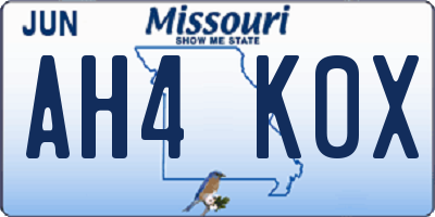 MO license plate AH4K0X