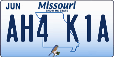 MO license plate AH4K1A