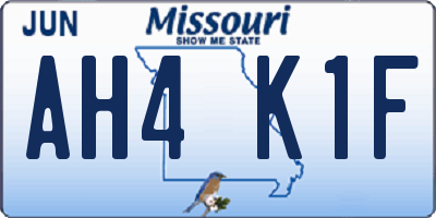 MO license plate AH4K1F