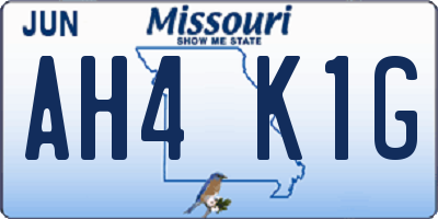MO license plate AH4K1G