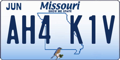 MO license plate AH4K1V