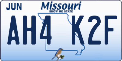 MO license plate AH4K2F