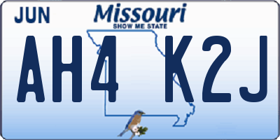 MO license plate AH4K2J