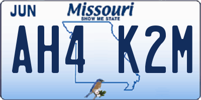 MO license plate AH4K2M