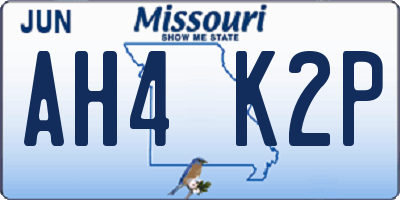MO license plate AH4K2P