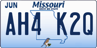 MO license plate AH4K2Q