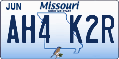 MO license plate AH4K2R