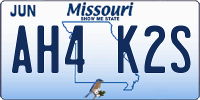 MO license plate AH4K2S
