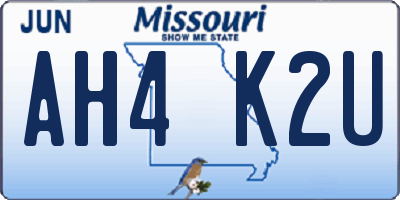 MO license plate AH4K2U