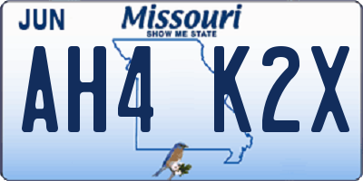 MO license plate AH4K2X