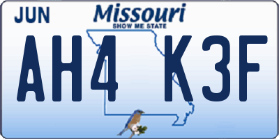 MO license plate AH4K3F