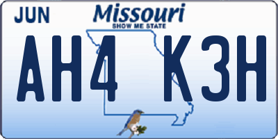 MO license plate AH4K3H