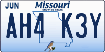 MO license plate AH4K3Y