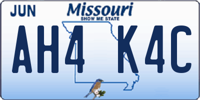 MO license plate AH4K4C