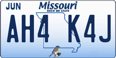 MO license plate AH4K4J