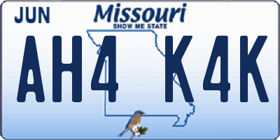 MO license plate AH4K4K