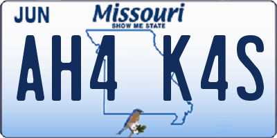 MO license plate AH4K4S