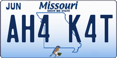 MO license plate AH4K4T