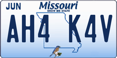 MO license plate AH4K4V