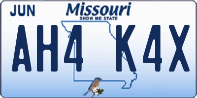 MO license plate AH4K4X