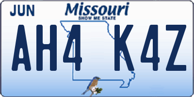 MO license plate AH4K4Z