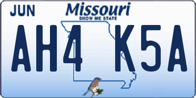 MO license plate AH4K5A