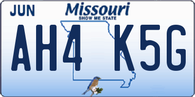 MO license plate AH4K5G