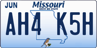 MO license plate AH4K5H