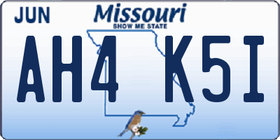 MO license plate AH4K5I